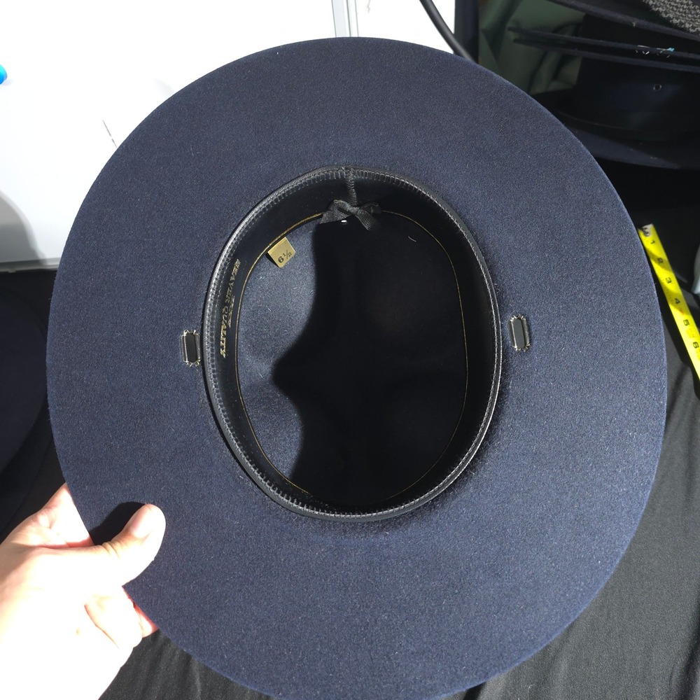 Beaver Quality XXXX Straw Oval Officer Troper Hat Navy Wool 6 1/2 Fedora Brimmed - Picture 10 of 12
